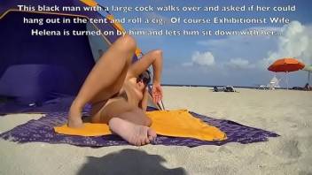 Exhibitionist Wife Helena Price 450 AND 451- I go to the NUDE BEACH without my husband and meet a guy with a BIG BLACK COCK!